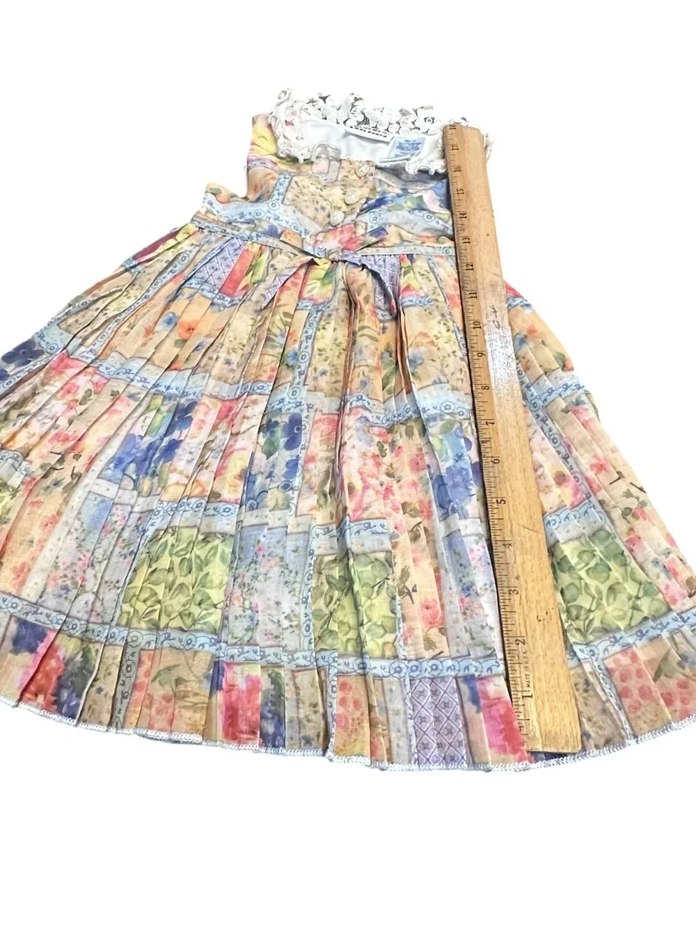 Blueberi Boulevard Girls 2T Patchwork Floral Lace Collar Dress