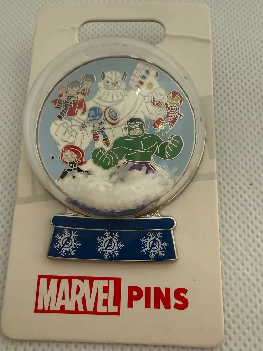 Disney Marvel Avengers Mini Snow Globe Pin 2022 Thanos Iron Man Hulk New