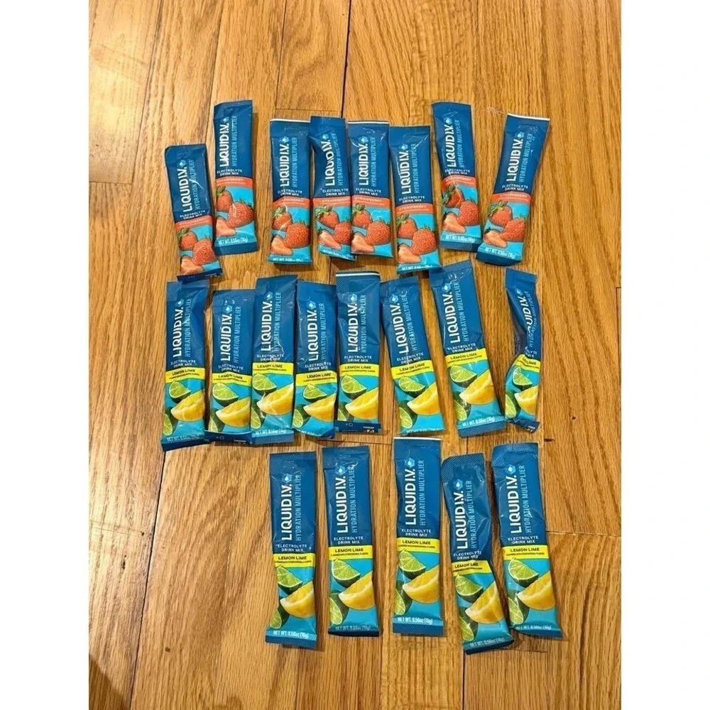 Liquid IV hydrate multiplier electrolyte drink mix 13 lemon lime 8 strawberry