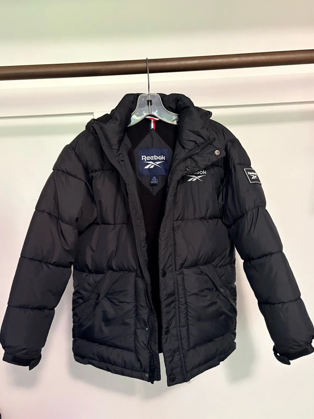Reebok Youth 14-16 Black Quilted Puffer Jacket with Hood