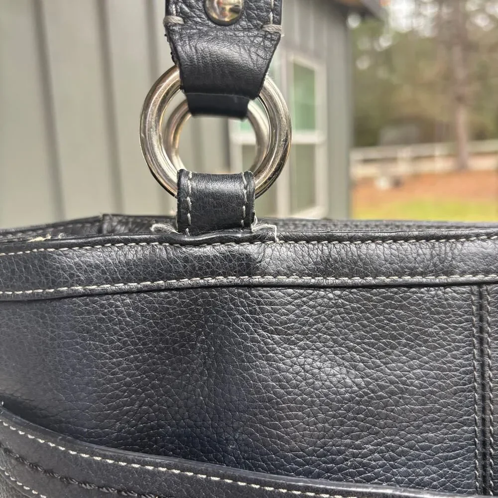 Coach Penelope Black Pebbled Leather Shoulder Tote Bag