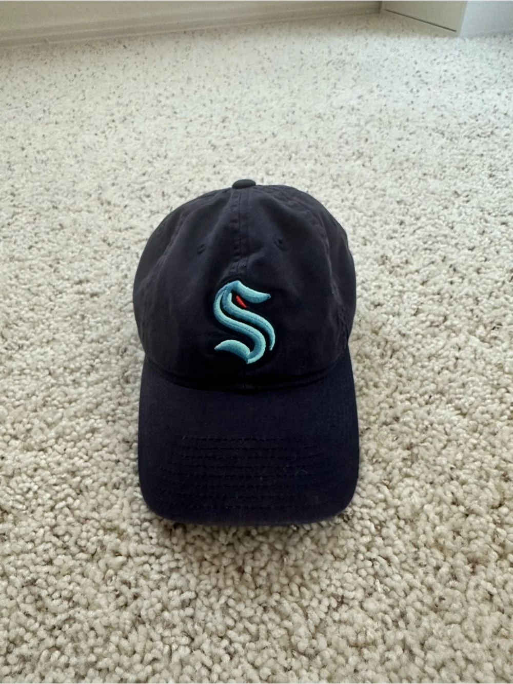 Seattle Kraken Youth Navy Blue Baseball Cap with Teal 'S' Logo
