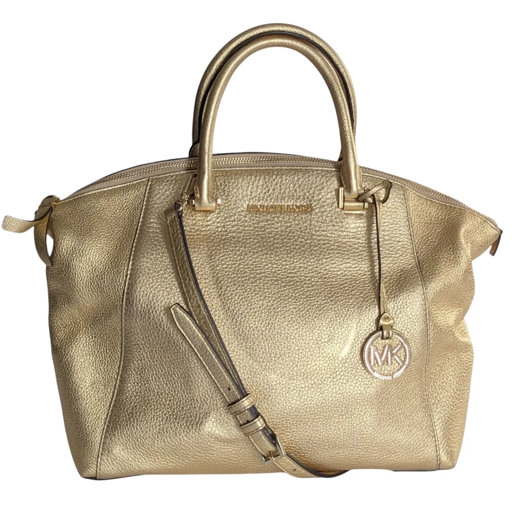 Michael Kors Rilley Gold Leather Convertible Bag
