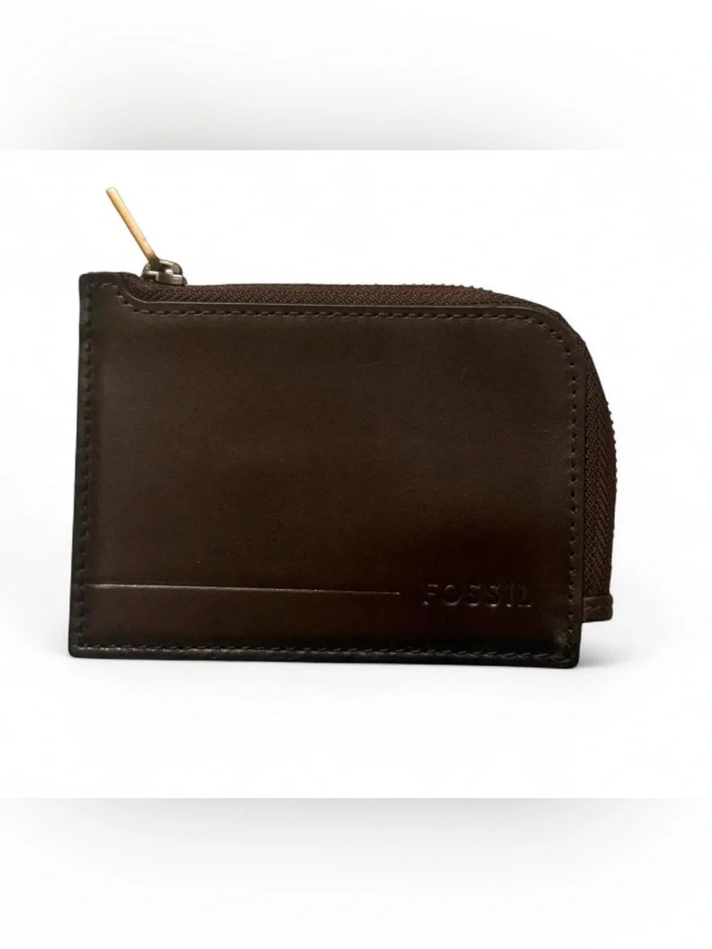 Fossil Dark Brown Leather Zip Pouch