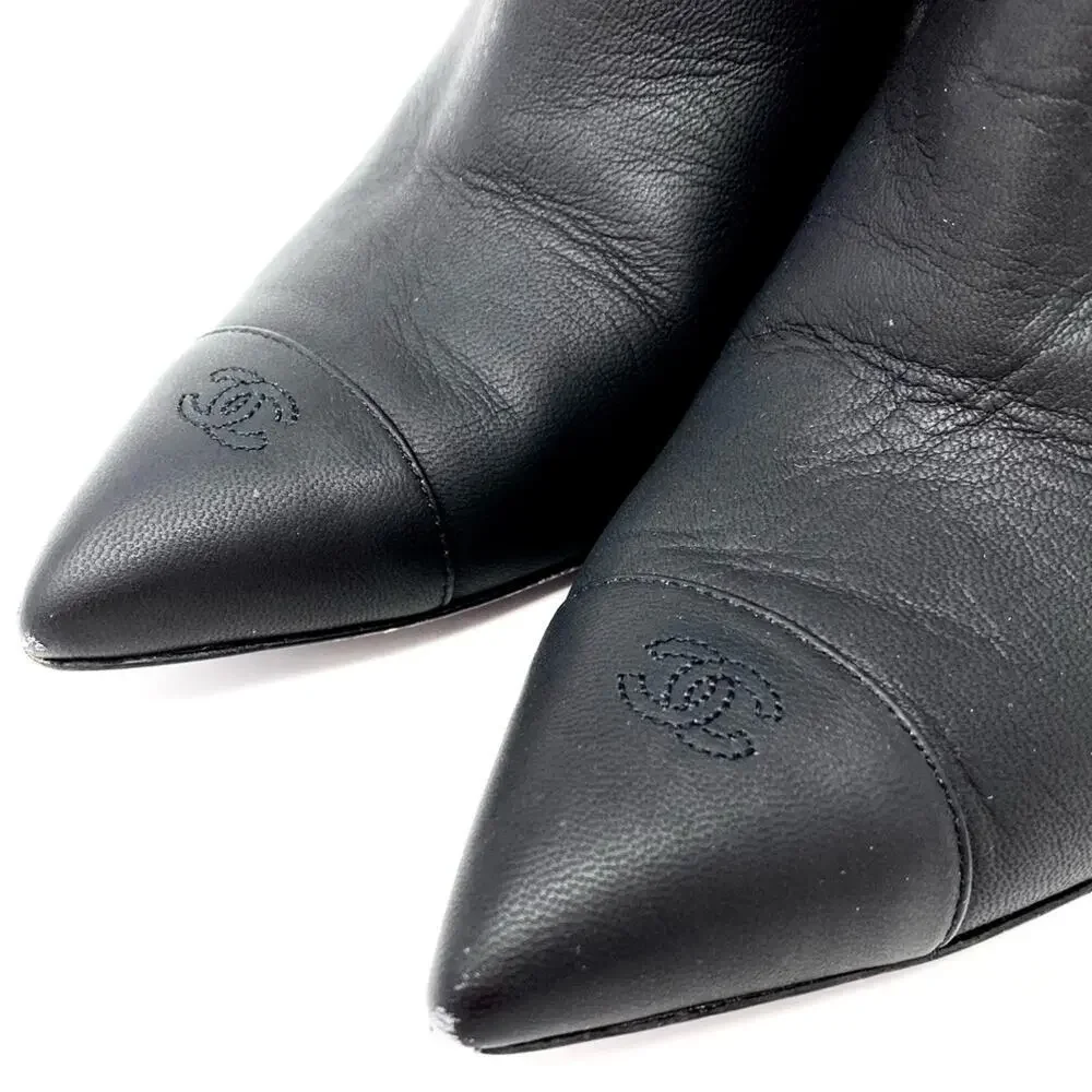 CHANEL black leather