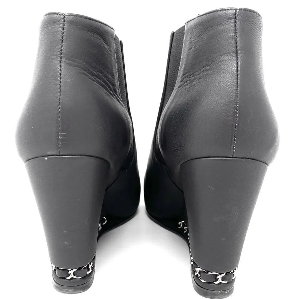CHANEL black leather