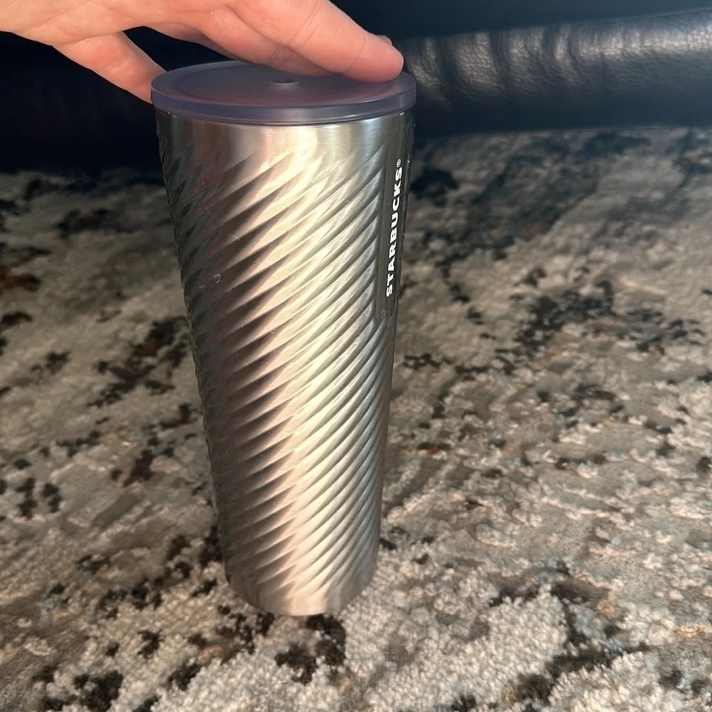 Starbucks Textured Stainless Steel Cold Cup 24OZ Silver Lid