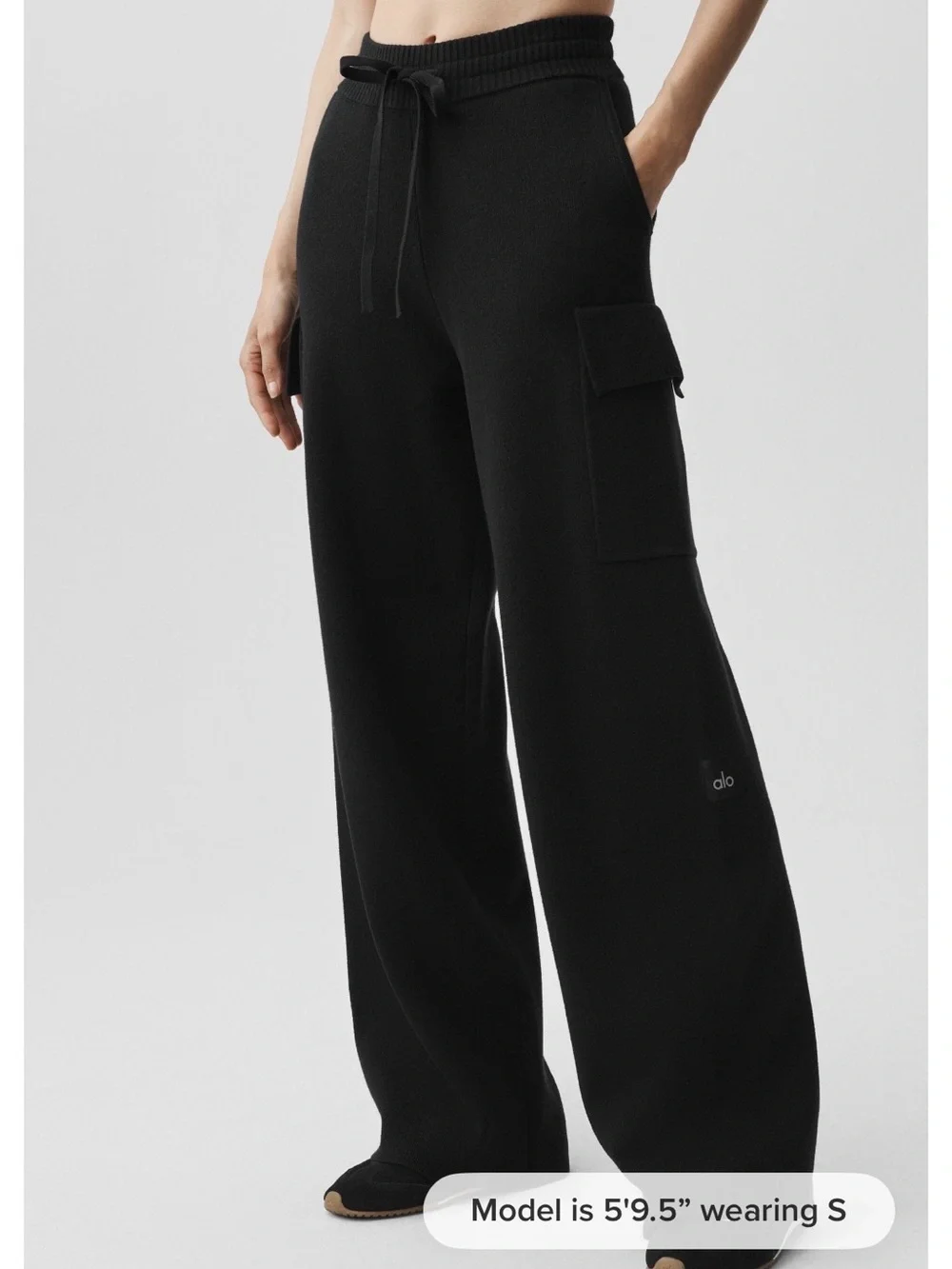 ALO Scholar knit Black high waist cargo Cargo Pant