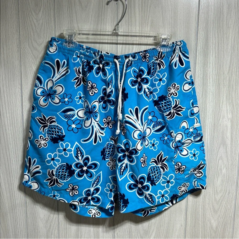 Men’s Blue tropical Print Swim Shorts Size Large