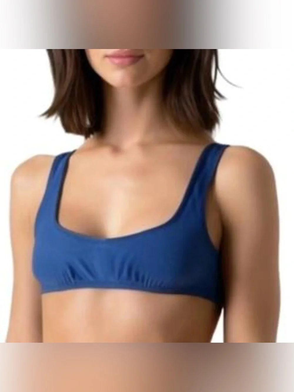 NWT J.Crew Heritage Scoopneck Bikini Top Blue Size Large