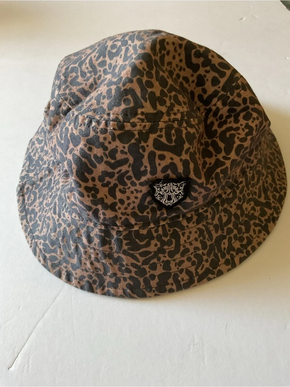 LITA BY CIARA WOMENS BUCKET HAT LEOPARD PRINT BROWN GRAY OS NWOT