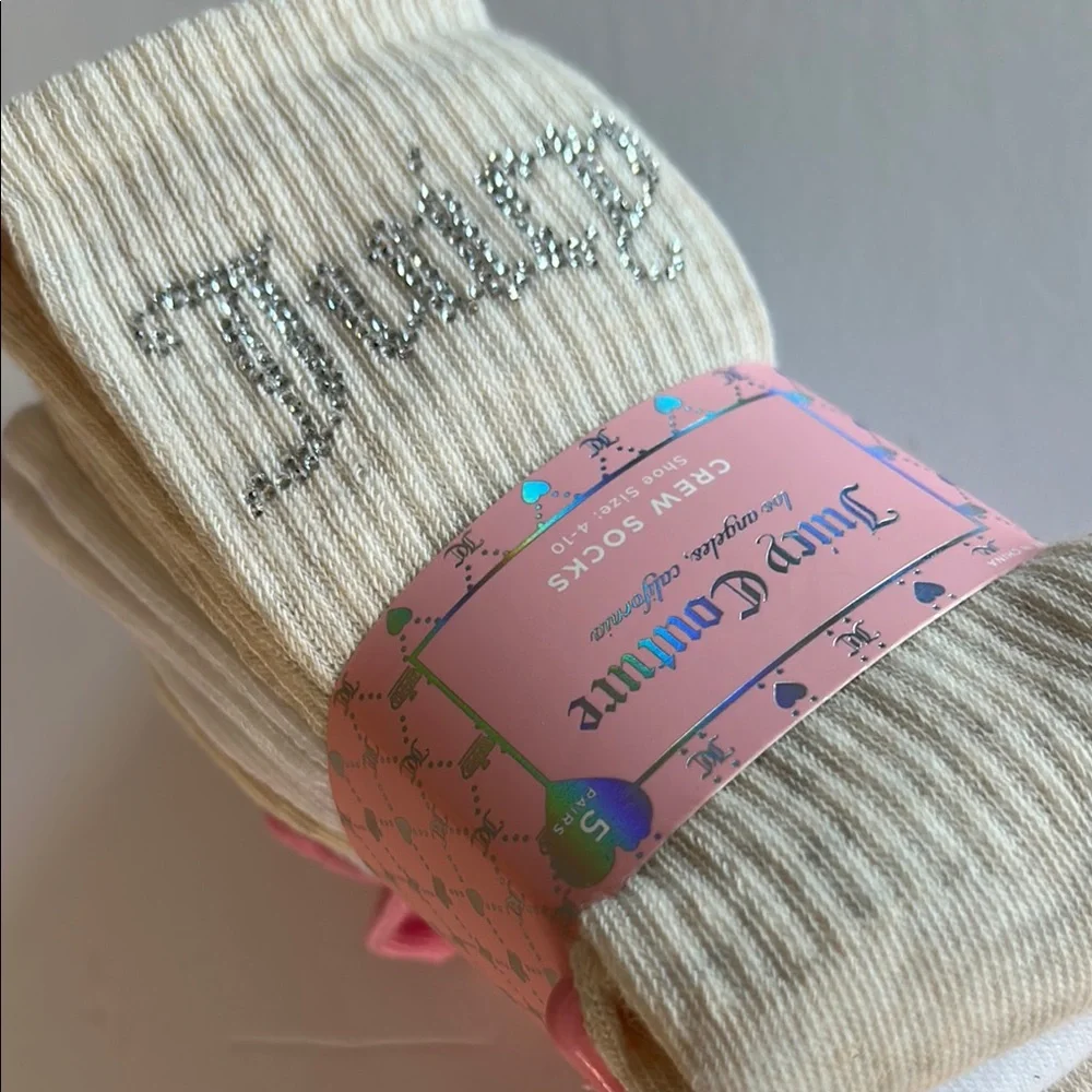 Juicy Couture Bling Crew Socks set with Sparkling Crystals