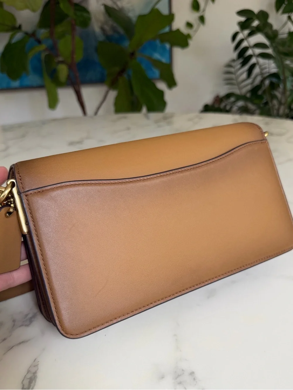 Coach Tabby Shoulder Bag 26 Honey Brown Leather Brass CCC02 & Signature Charm