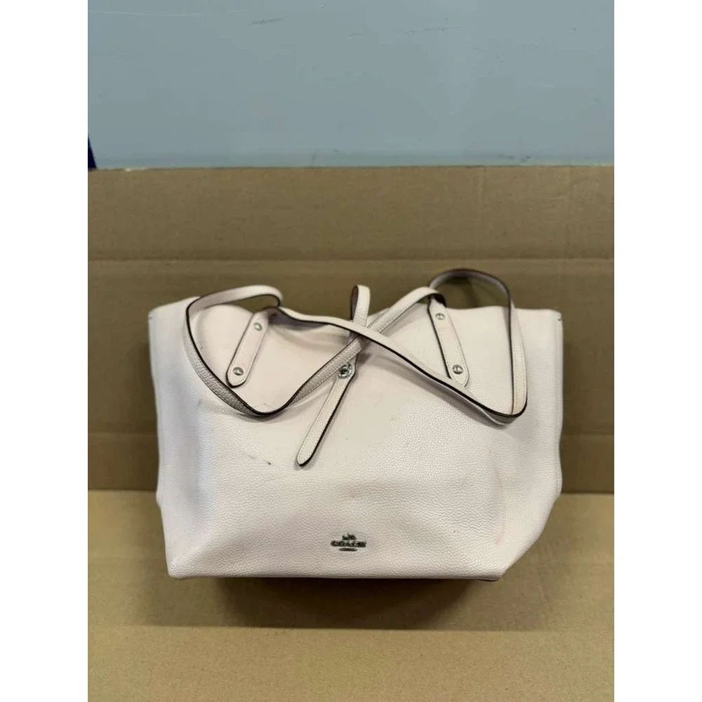 Coach Turn Lock Pebbled Leather Market Tote Bag‎ Off White #B1847-58849