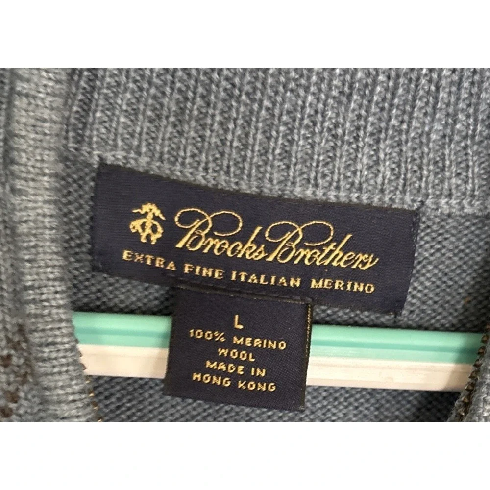 Brooks Brothers Extra Fine 100% Merino Wool 1/4 Zip Sweater Mens L