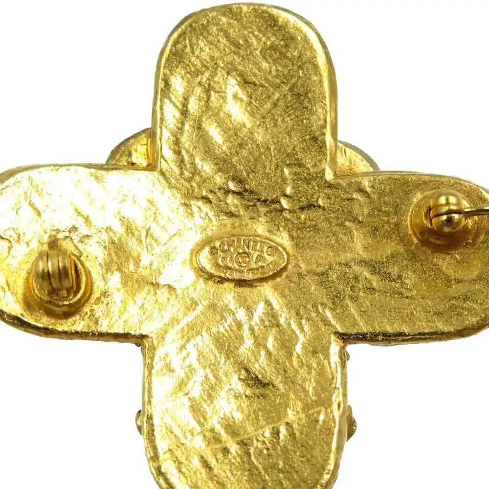 CHANEL Gold Logo Brooch