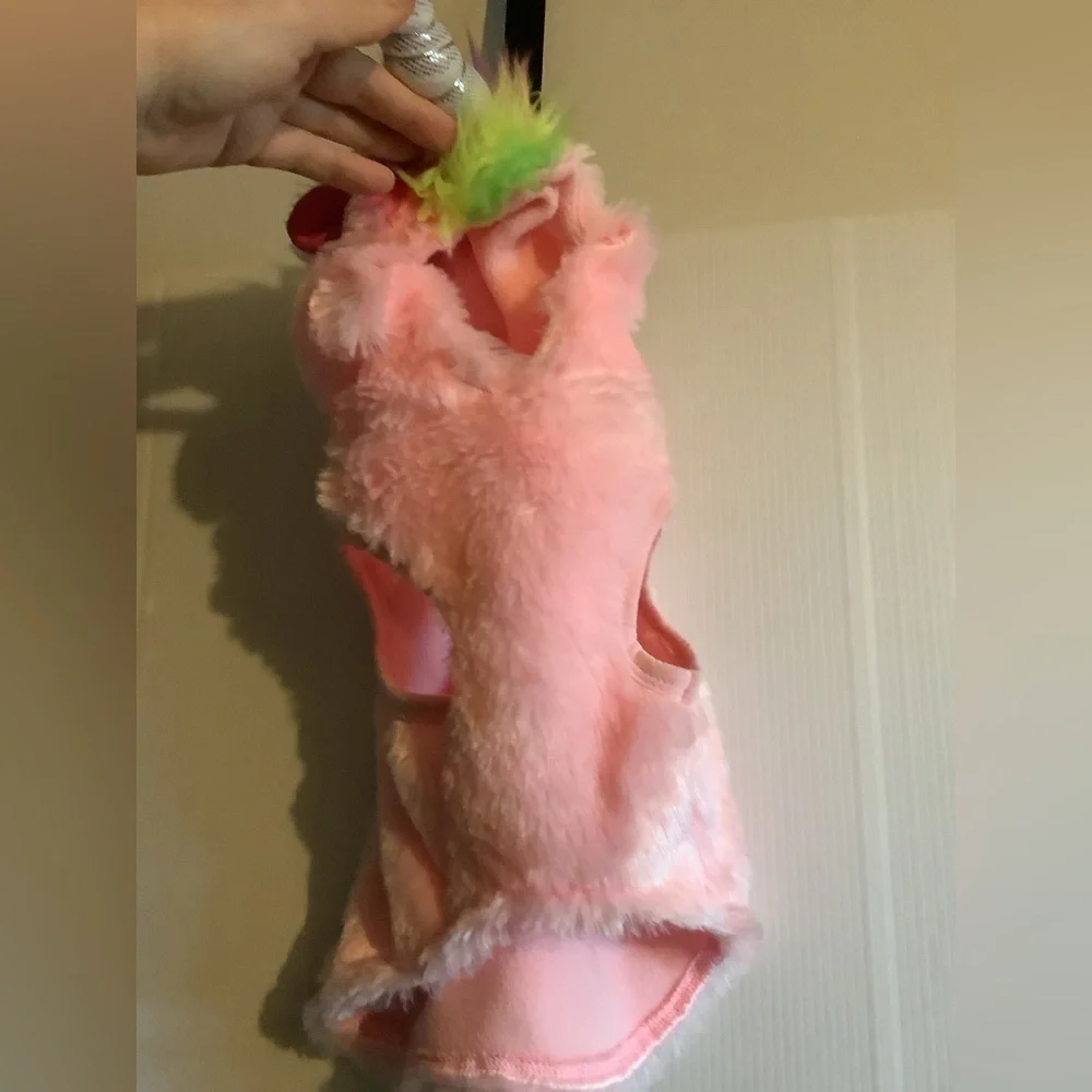Pink Furry Unicorn Vest with Rainbow Mane size medium