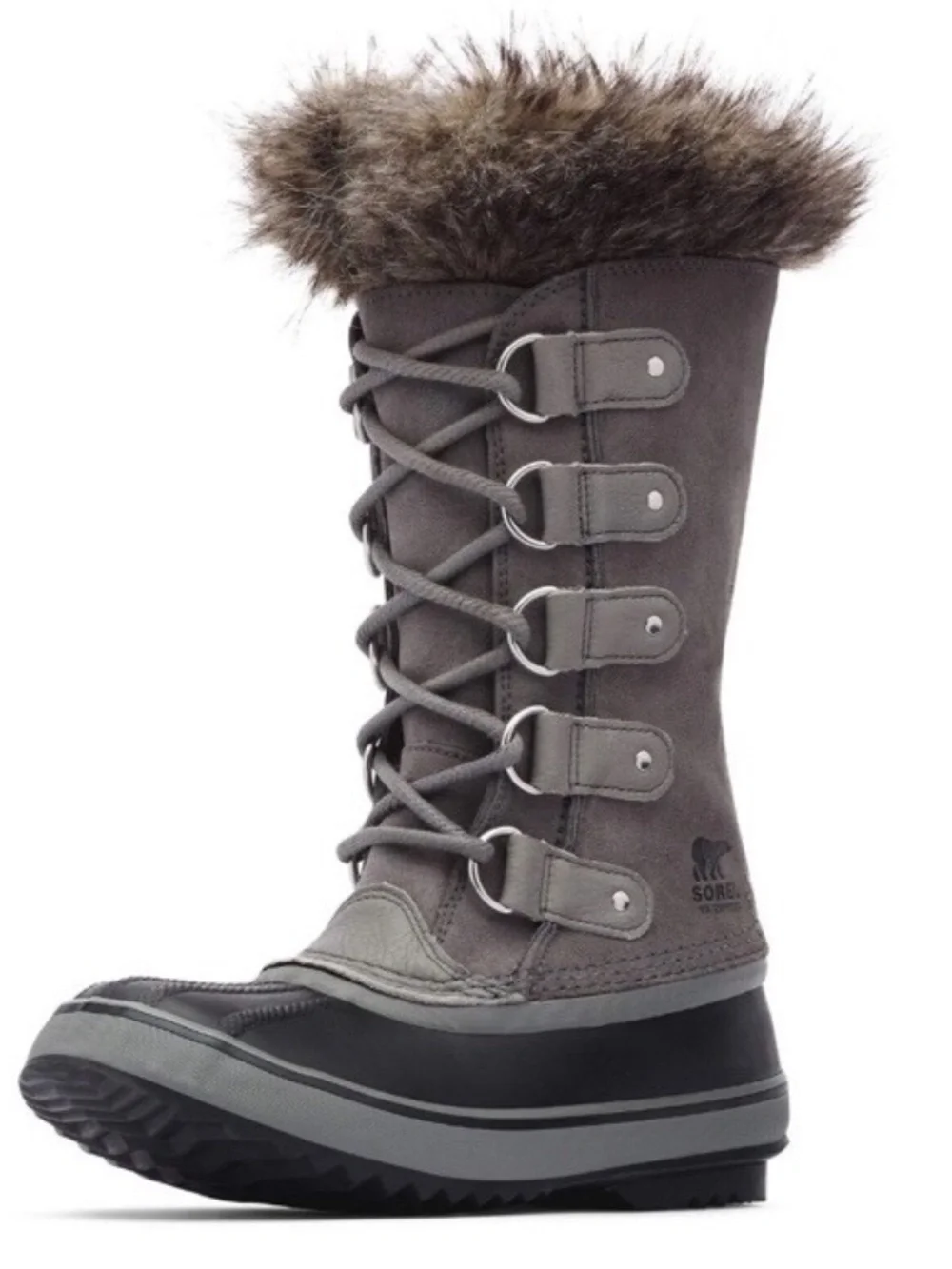 New Sorel Women's Joan of Arctic Boot Waterproof Quarry Grey Lace Up Suede Boots