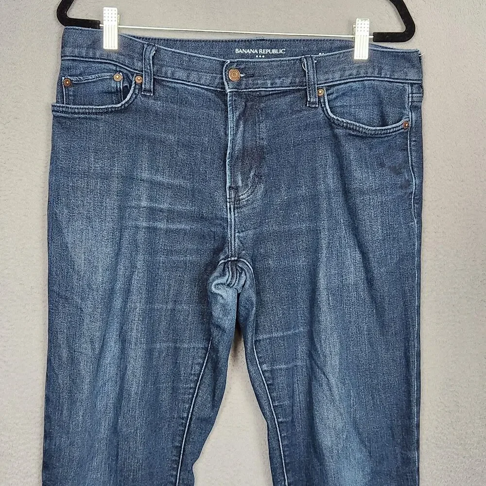 Banana Republic Travel Jean SL Jeans Mens 34x30 Blue Slim Straight Actual 34x29