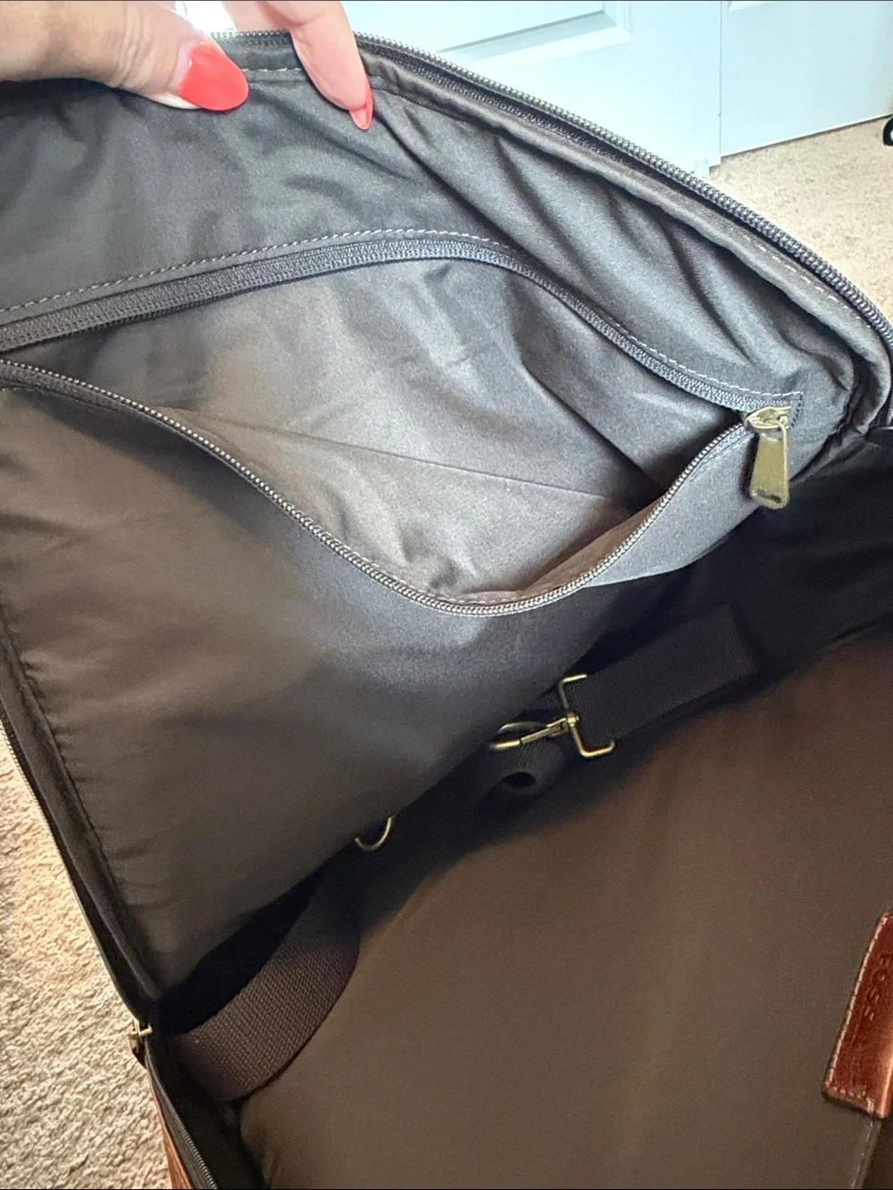 Fossil Buckner Convertible Backpack- Brown Leather Laptop Pocket Strap Included