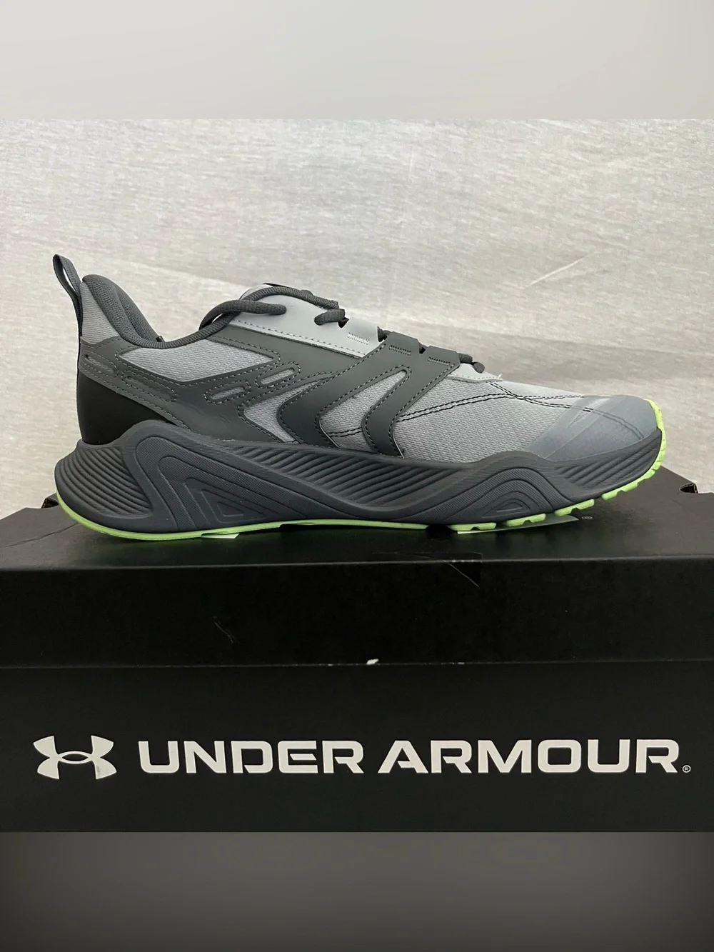 Under Armour Charged Commit TR 5 Gray & Neon Lime Athletic Shoes