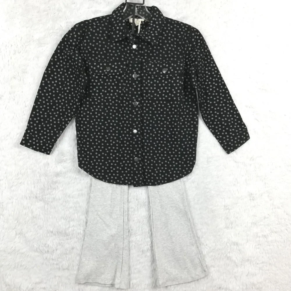 Jessica Simpson Girls Jacket 2 Piece Set Pants Denim Black‎ Micro Daisy 6X New