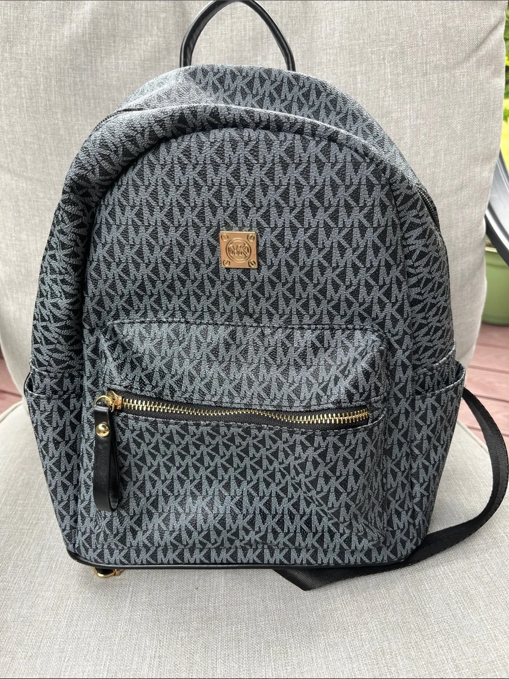 Chic Mini Backpack, Black/Grey Monogram Pattern, Every Day Casual Bag