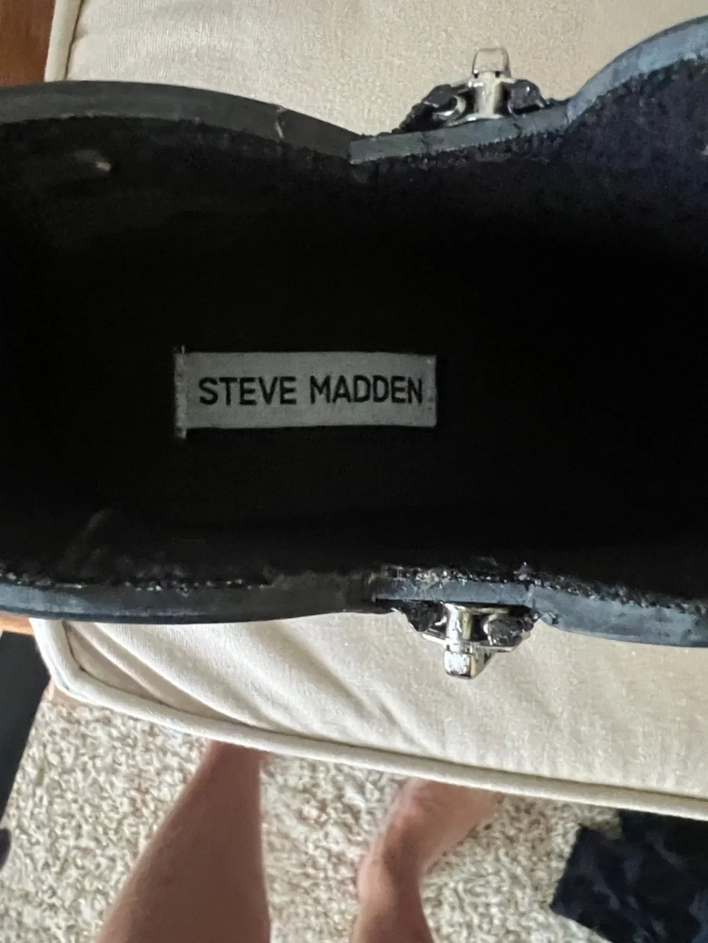 Steve Madden Wedgie Black Waterproof Ankle Boot with Silver Hardware
