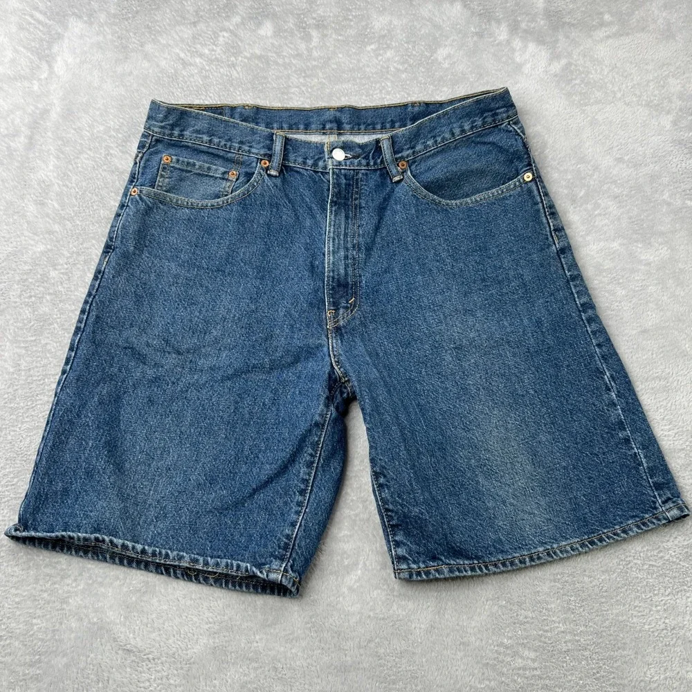 Levi's 550 Relaxed‎ Fit Denim Shorts Size 38 Blue Mens Baggy Jorts Summer Casual