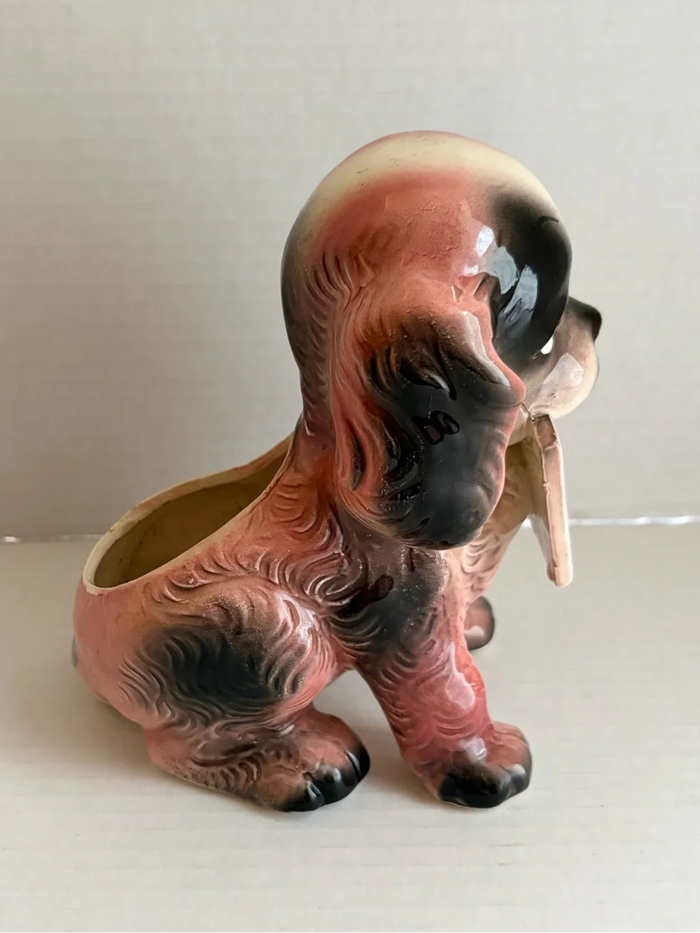 Vintage Ceramic Dog planter  'A Speedy Recovery'