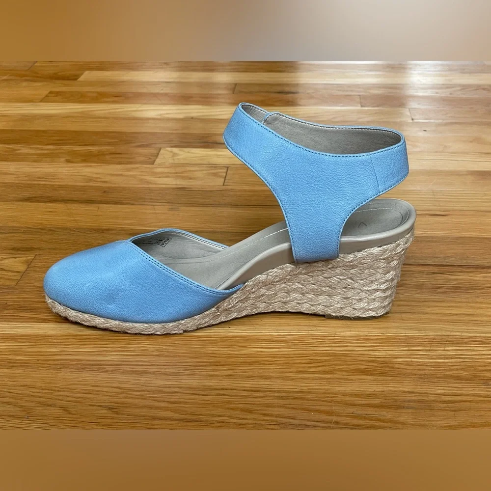 Vionic Blue Espadrille Wedge Sandals