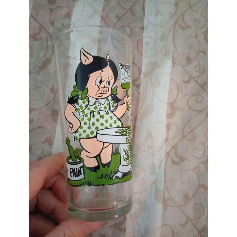 Porky Pig and Petunia Pig 1976 Pepsi Collector Glass Warner Bros. Looney Tunes