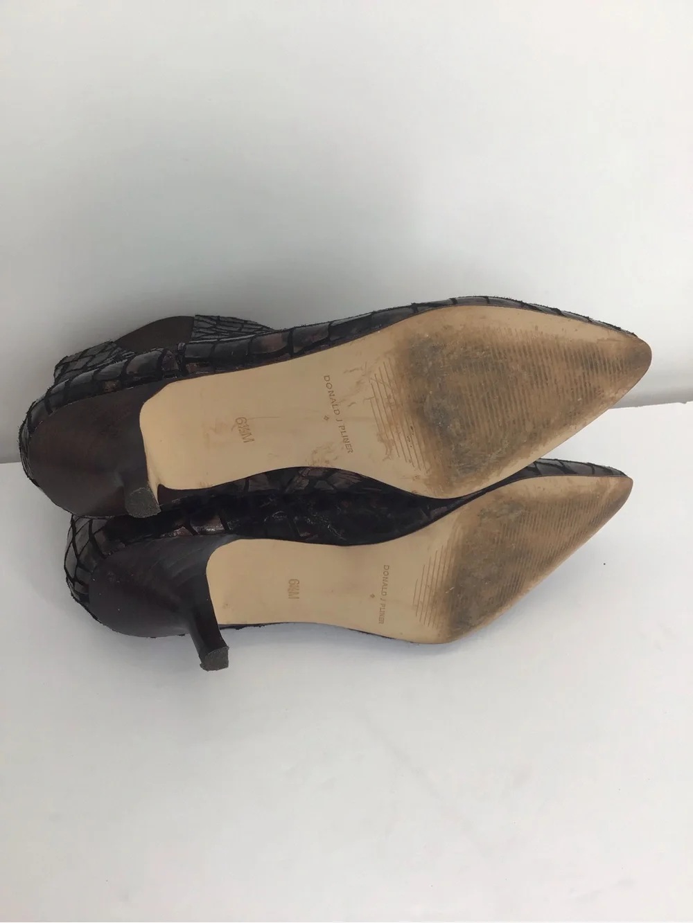 Donald J Pliner Geeo Croc-Embossed Leather Metallic Bronze Ankle Boot Size 6.5