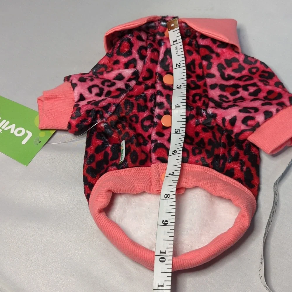 Lovinpet Pink Animal Print Fleece Dog Sweater
