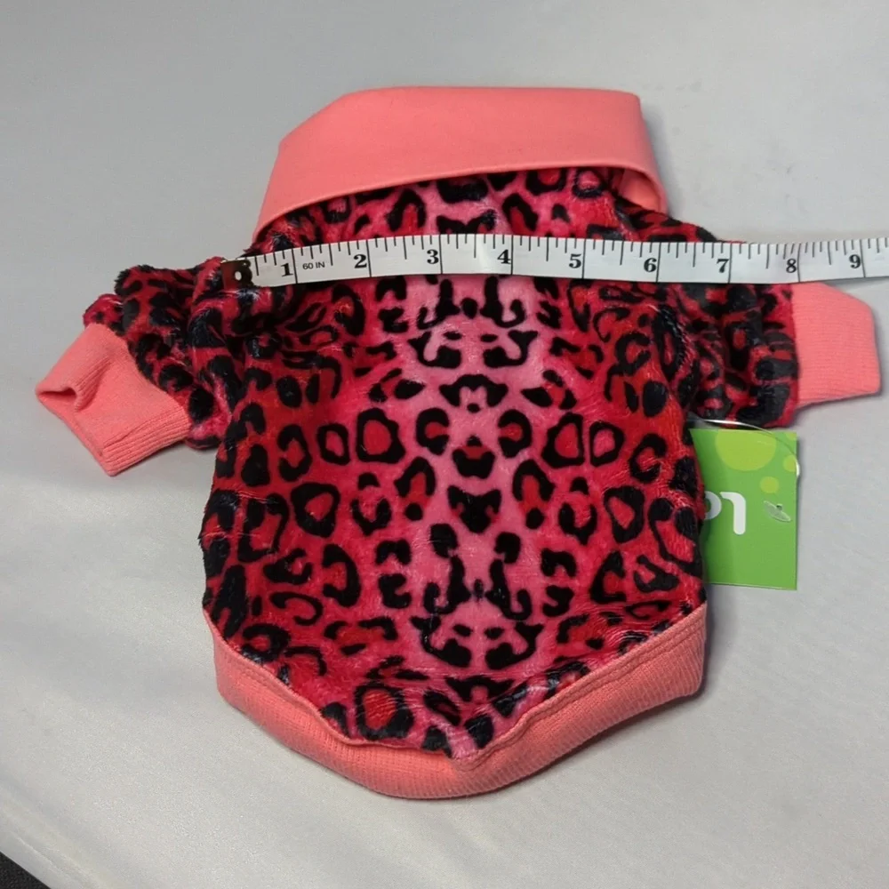 Lovinpet Pink Animal Print Fleece Dog Sweater