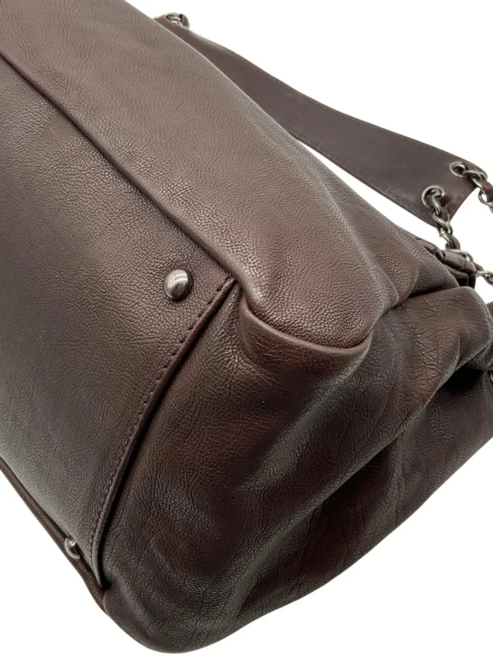 CHANEL brown leather