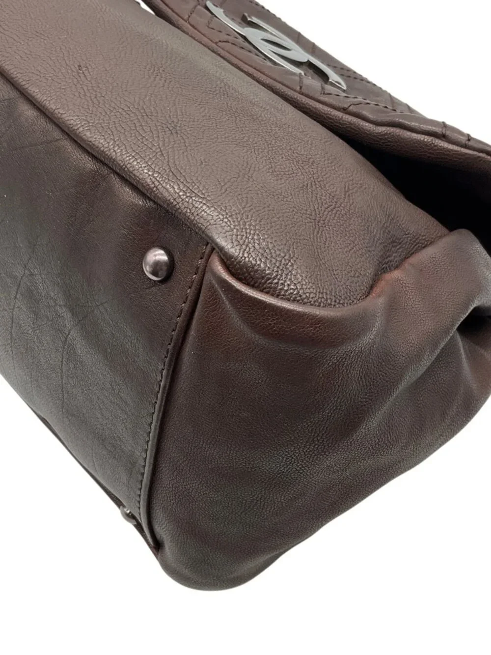 CHANEL brown leather