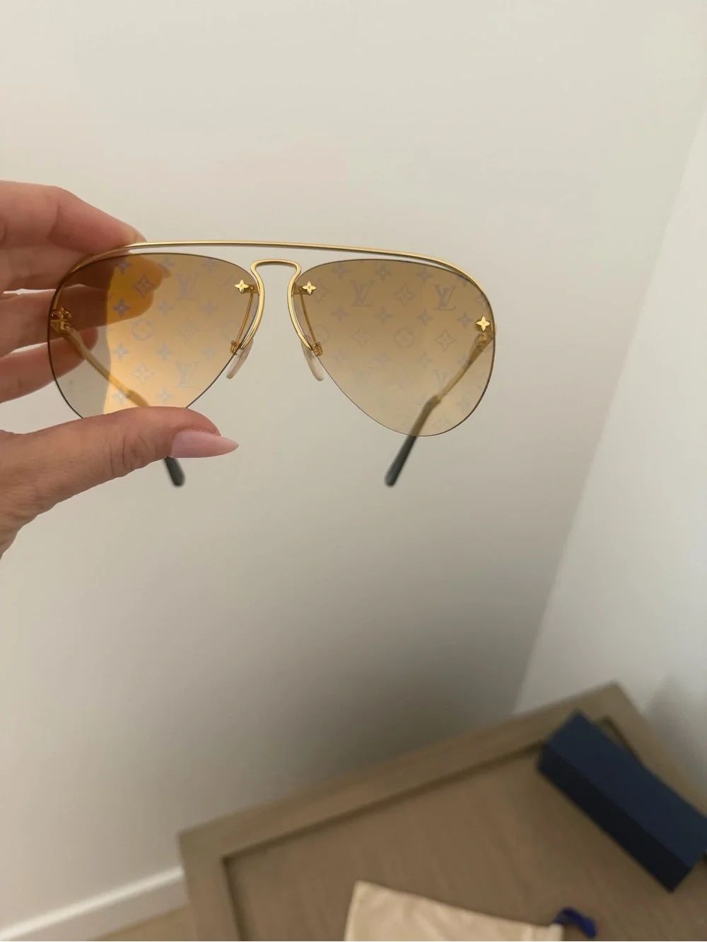 Louis Vuitton Gold Frame Sunglasses with Brown Lenses