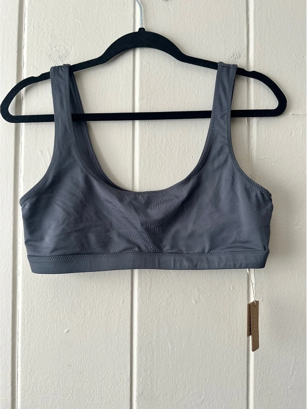 SKIMS Recycled Swim Tank Bikini Top in Gunmetal SW-TNK-0743 Size Large NWT