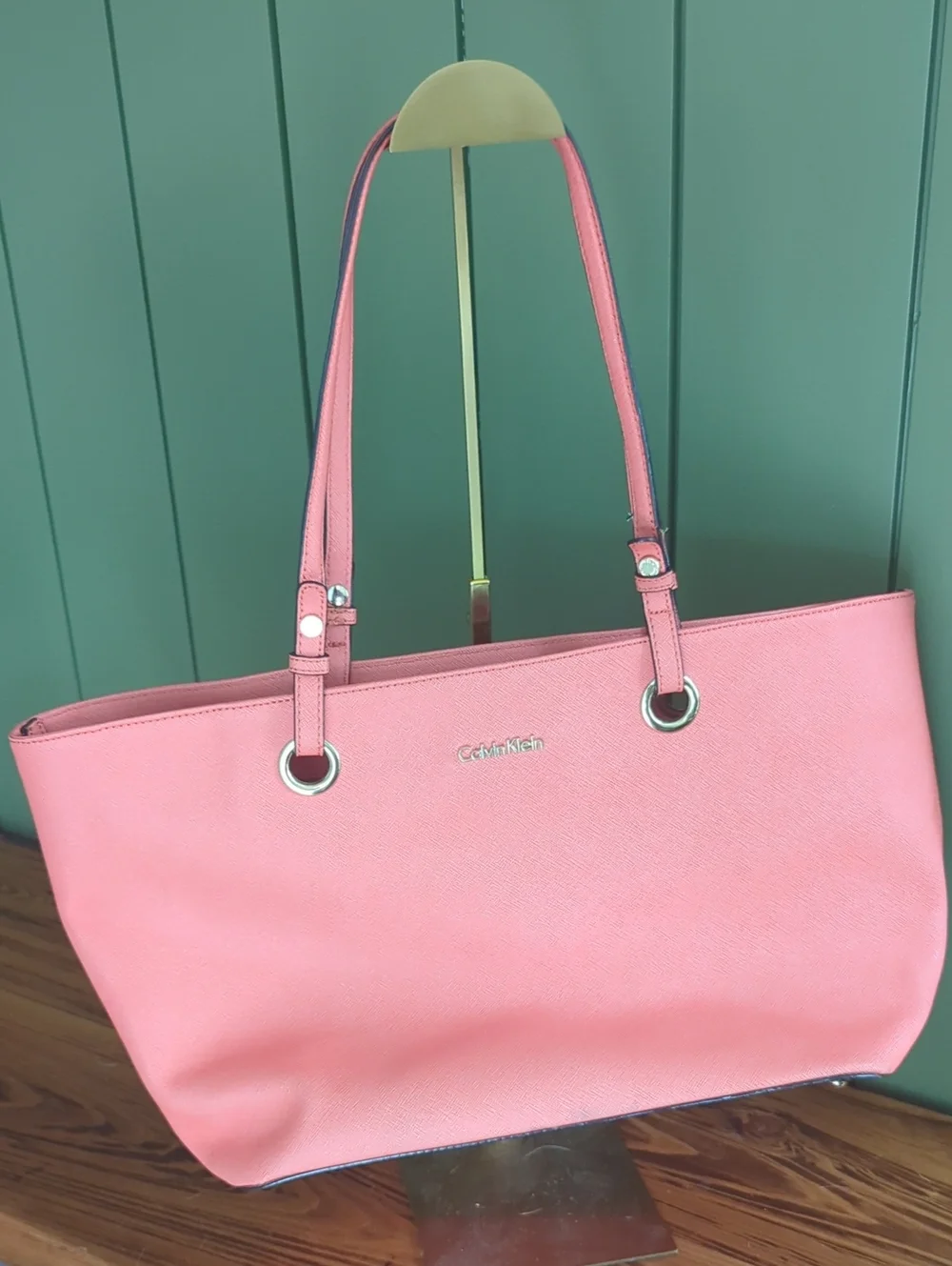 Calvin Klein Coral Pink Leather Tote