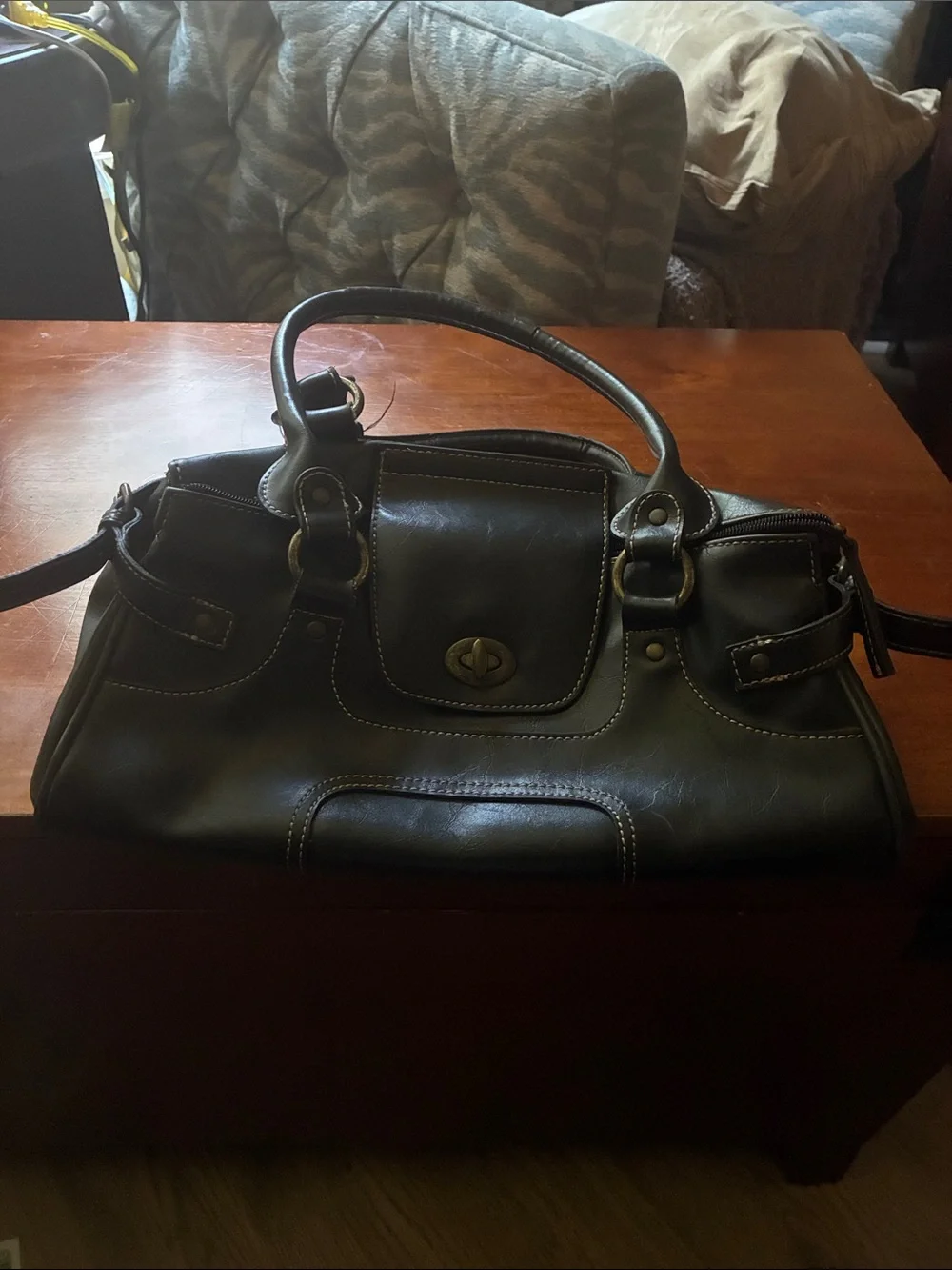 Classic Women's Dark Brown Leather Satchel Handbag