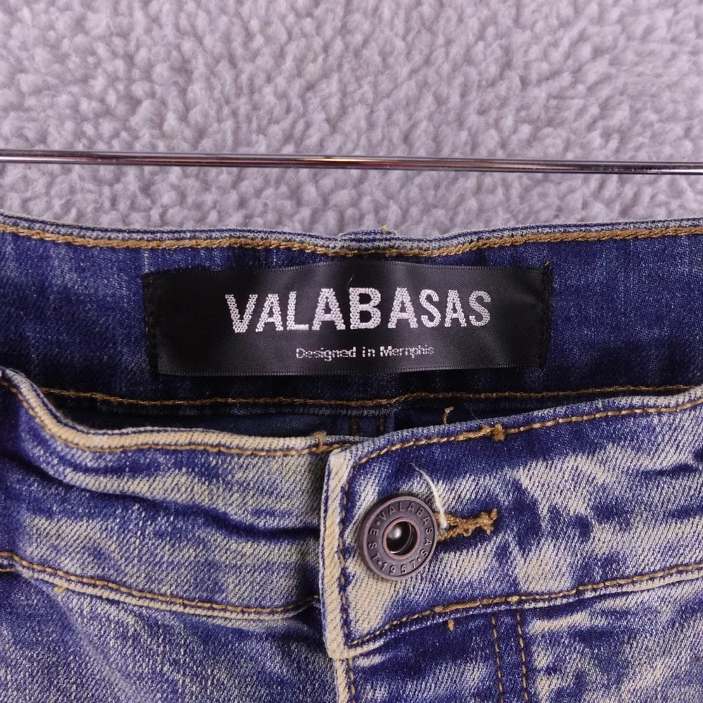 Valabasas Mens Distressed Stacked Flare Carpenter Jeans Blue Size 36 Heavy Rip