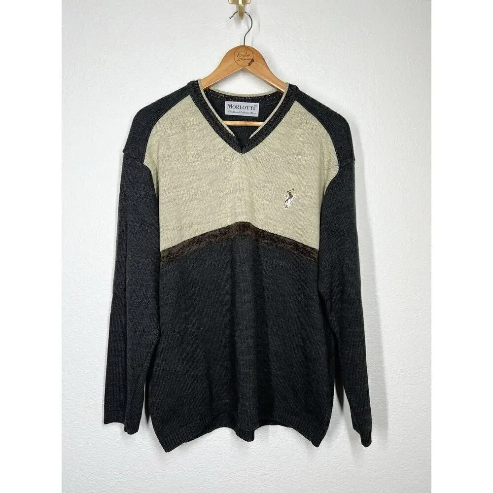 Vintage Morlotti Mens Knit Sweater Large? Polo Horse Embroidering