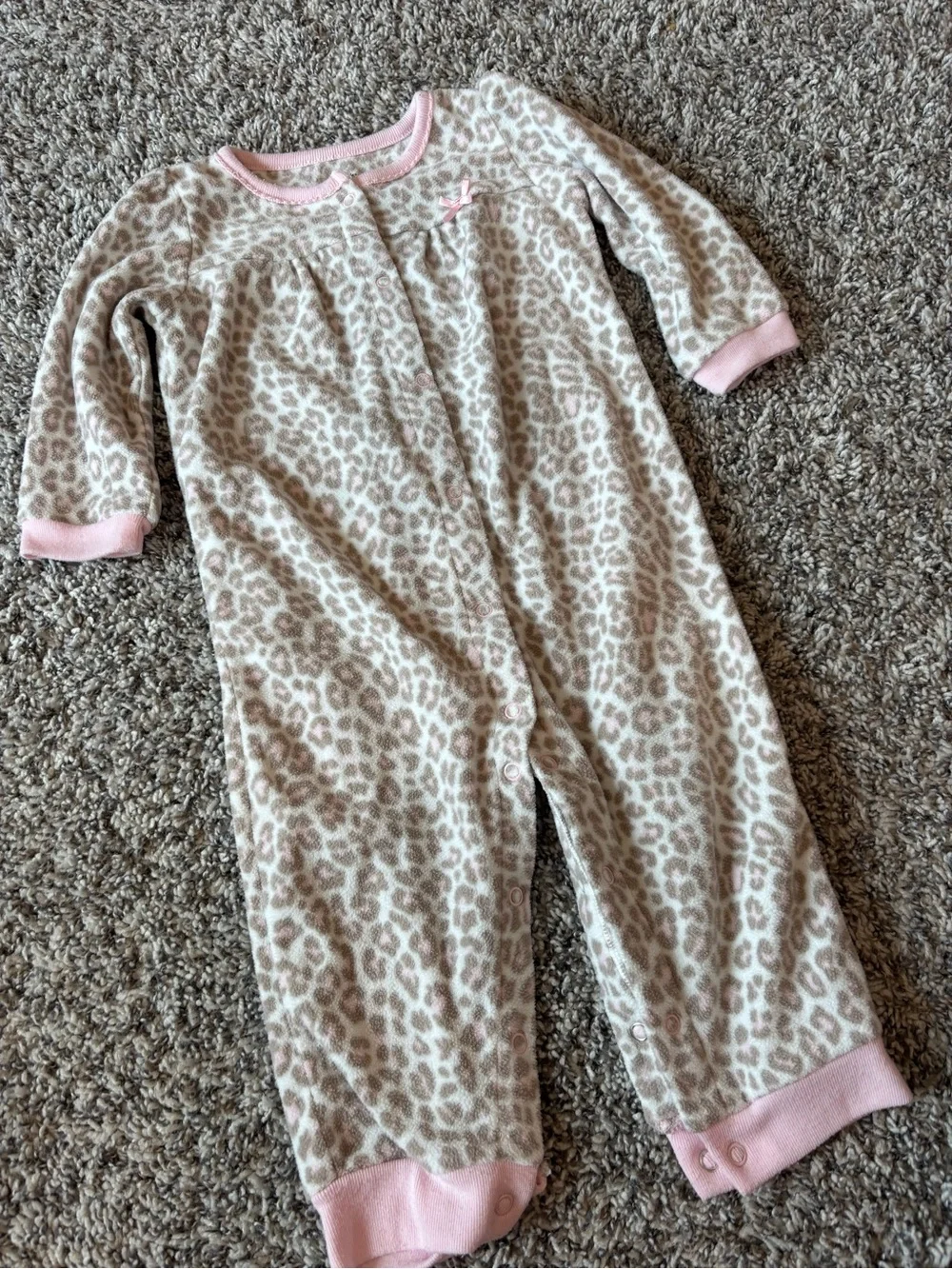 Carter's Pink and Cream Leopard Print Fleece Pajamas