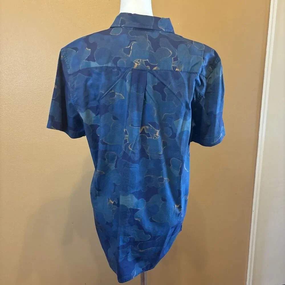 The North Face Men's Baytrail Shirt Medium Blue Camo Short Sleeve Button Up NWT