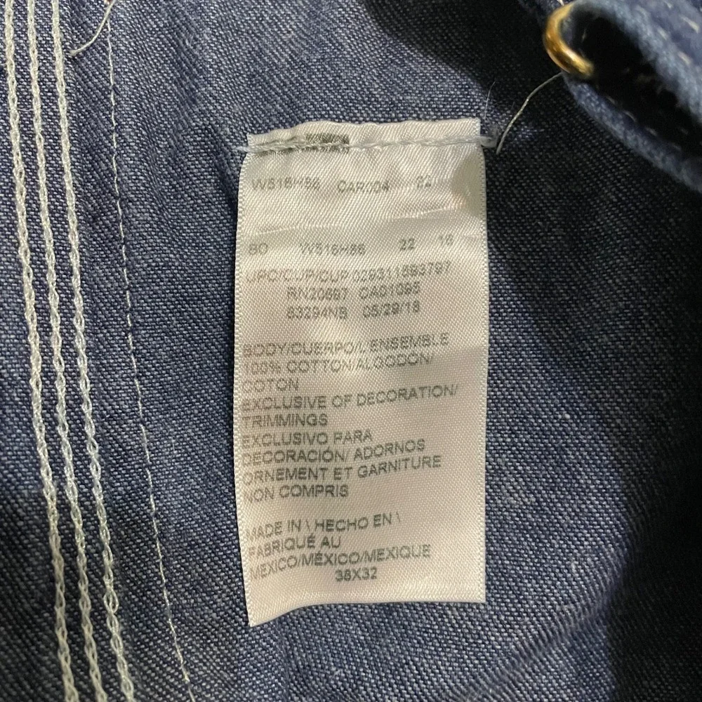 Dickies Overalls Mens 38x32 Blue Denim Bib Carpenter Workwear W816H88
