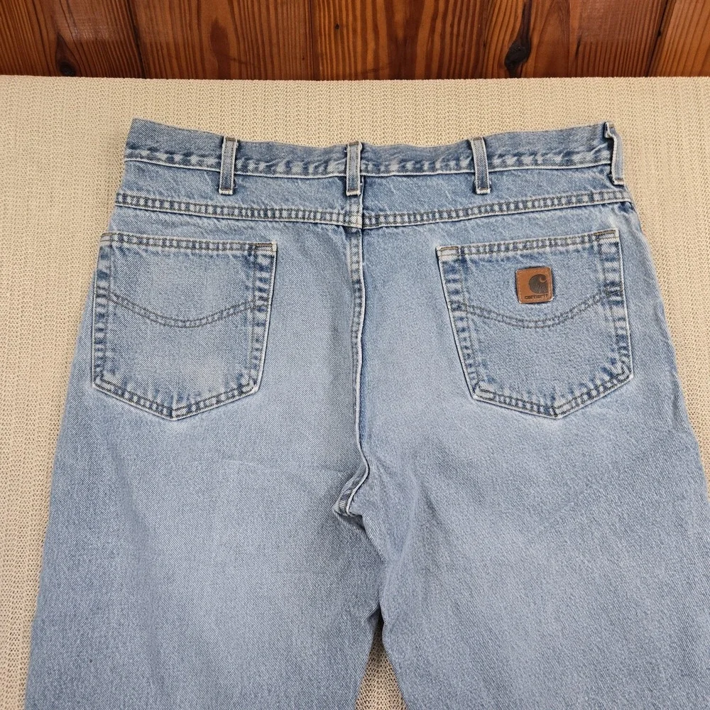 Carhartt Jeans Mens 38x30 Light Wash Blue Denim Straight Leg Workwear Pants