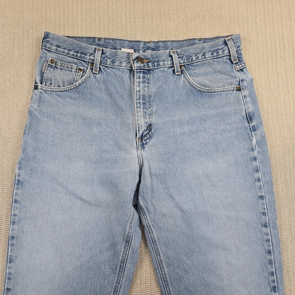 Carhartt Jeans Mens 38x30 Light Wash Blue Denim Straight Leg Workwear Pants