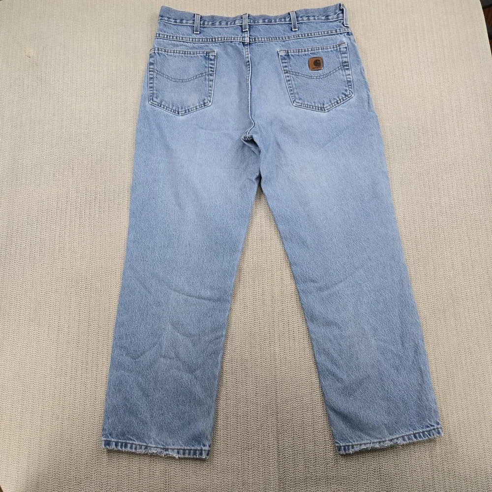 Carhartt Jeans Mens 38x30 Light Wash Blue Denim Straight Leg Workwear Pants