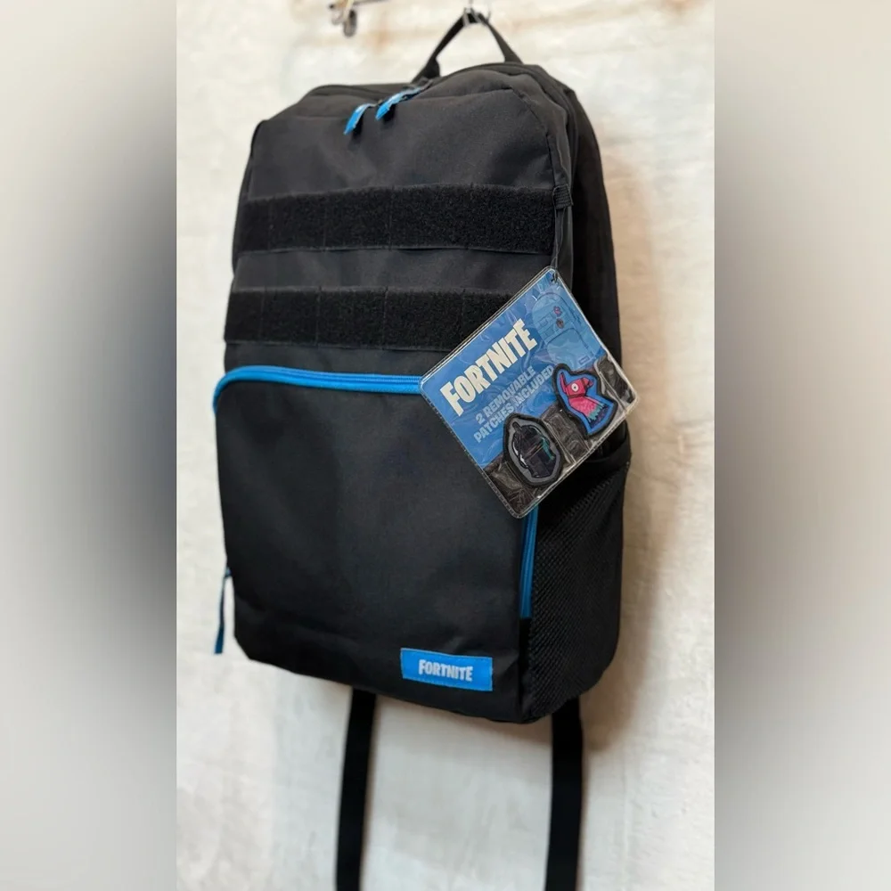 NWT Fortnite Black Backpack With Blue Accents